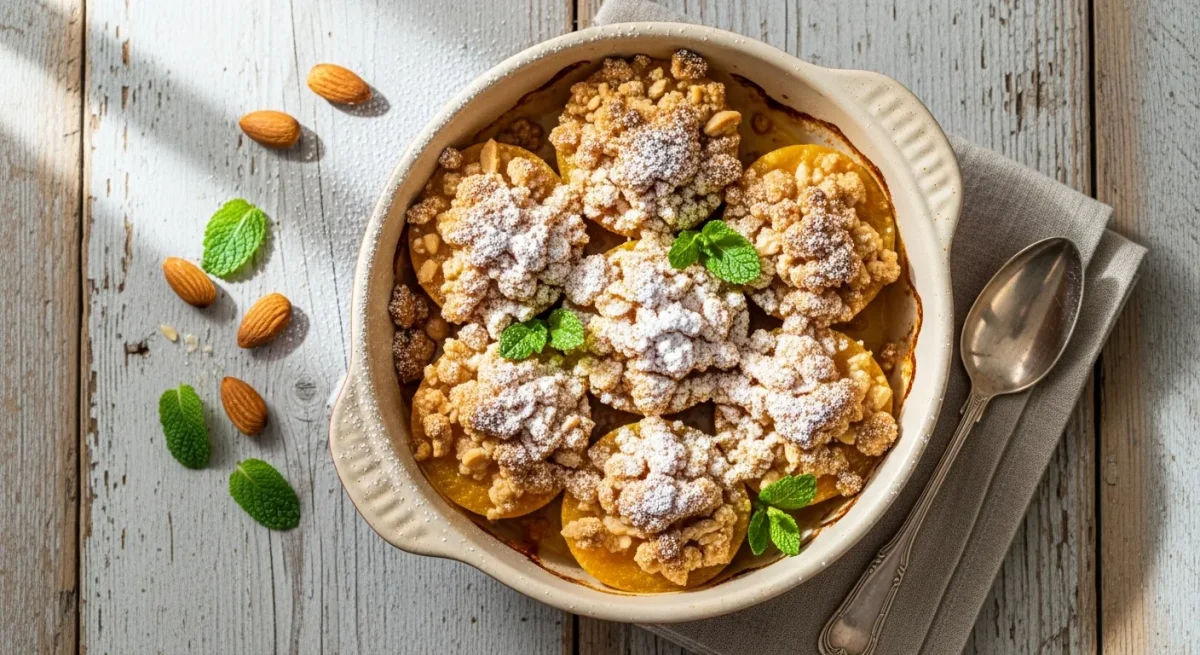 Brugnons farcis au crumble d’amandes : Recette facile