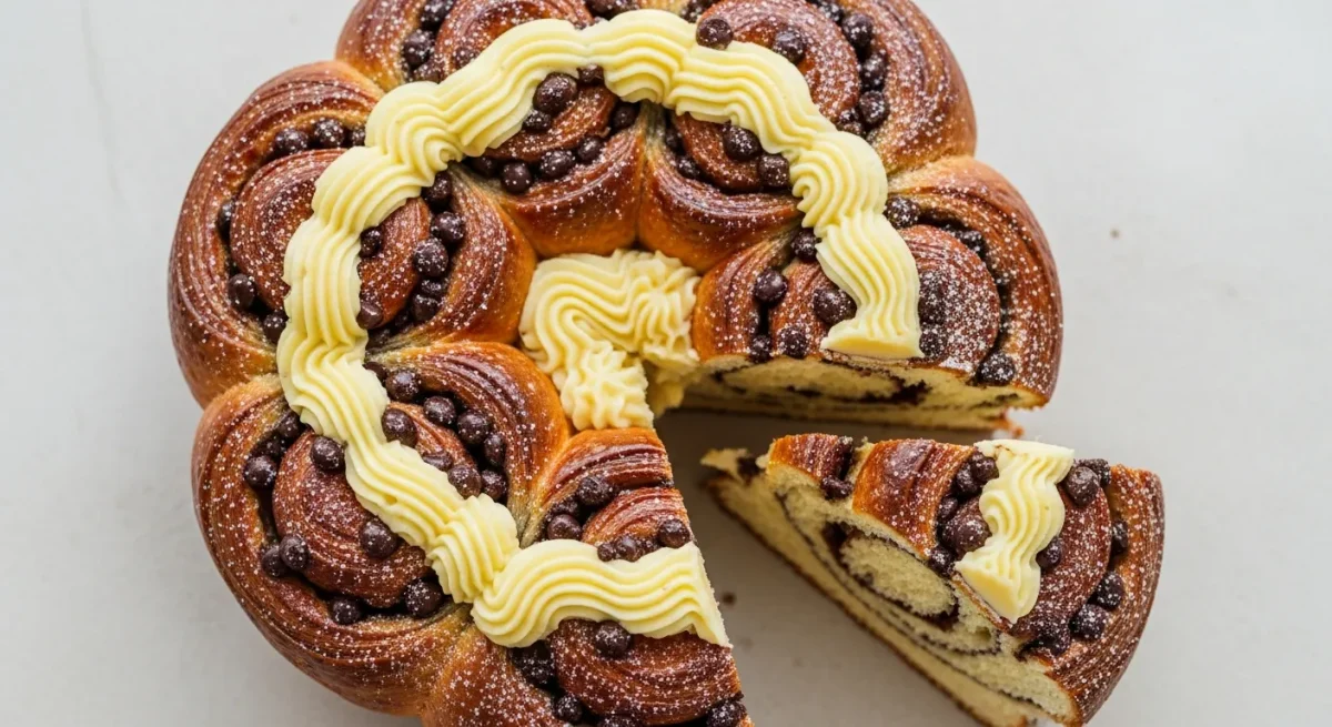 Chinois à la crème pâtissière et aux pépites de chocolat