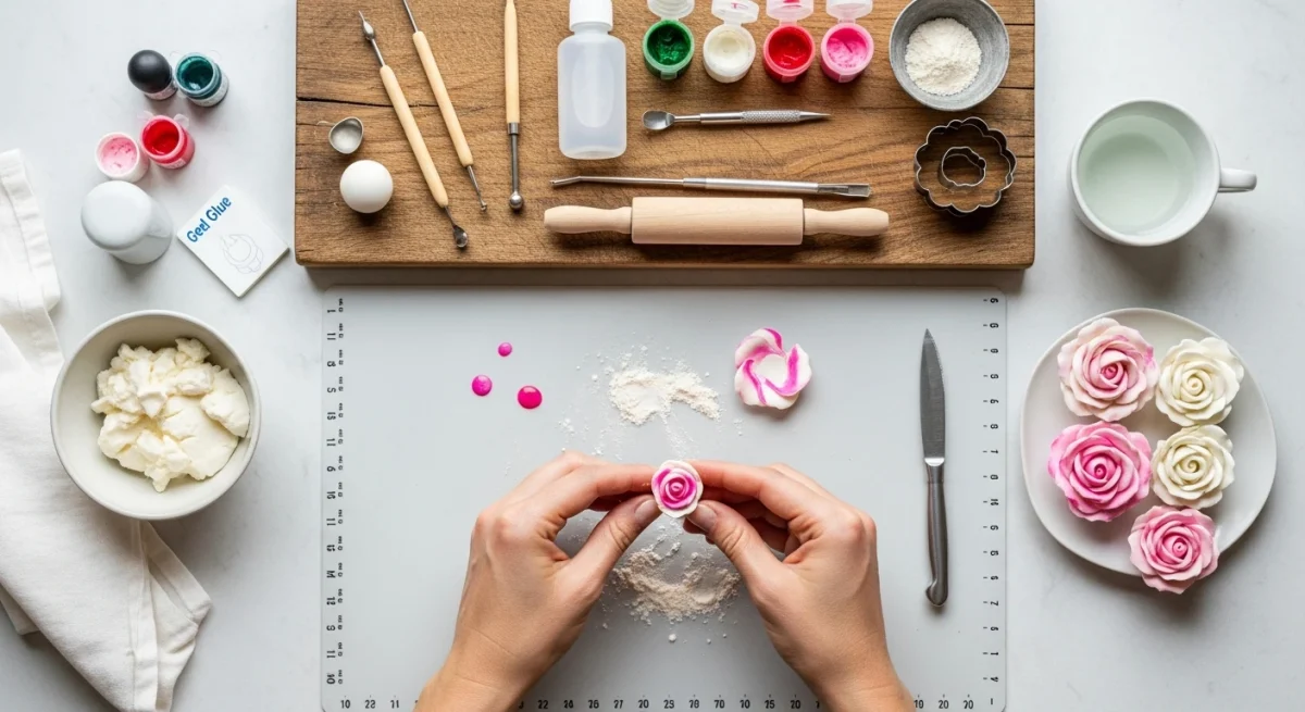 Réaliser des roses en pâte à sucre Pas à pas : Recette facile