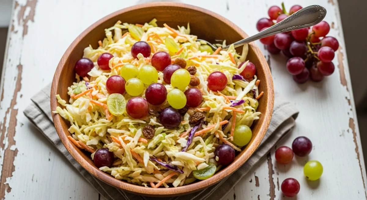 Salade coleslaw aux raisins : Recette facile
