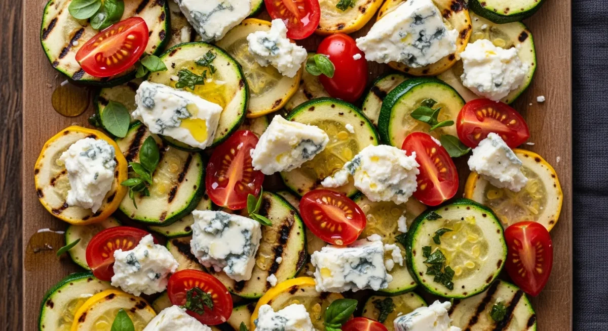 Salade de courgettes, tomates et roquefort : Recette facile