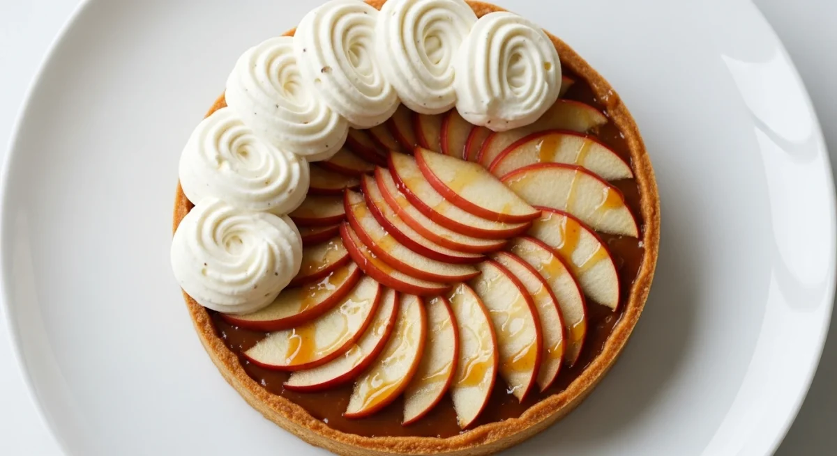 Tarte au caramel, pommes et chantilly vanillée