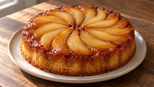 Gâteau renversé aux poires et au caramel de beurre salé